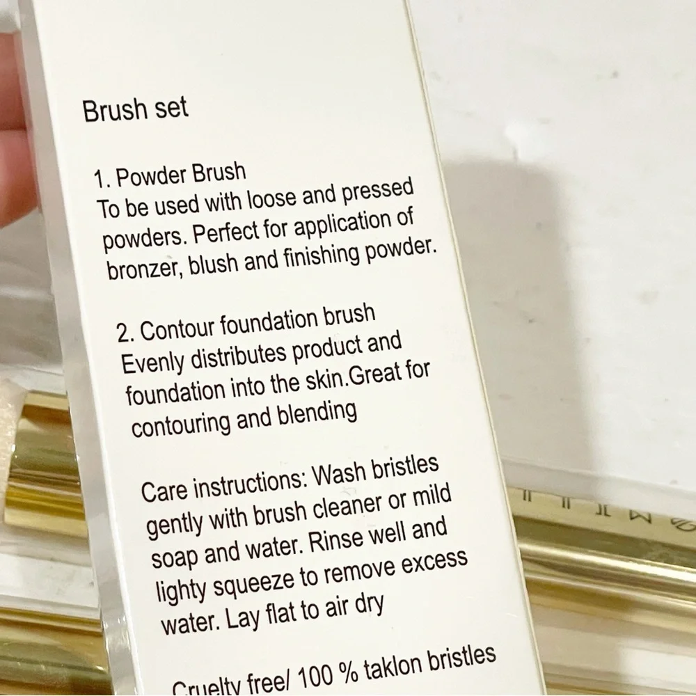 Battington Brushes Gold Contour/Foundation And Powder Brush Set NEW